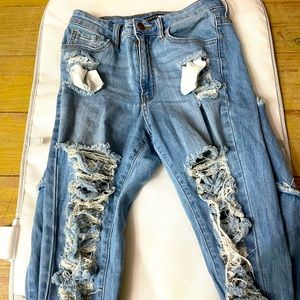 Light Wash Fray flare jeans